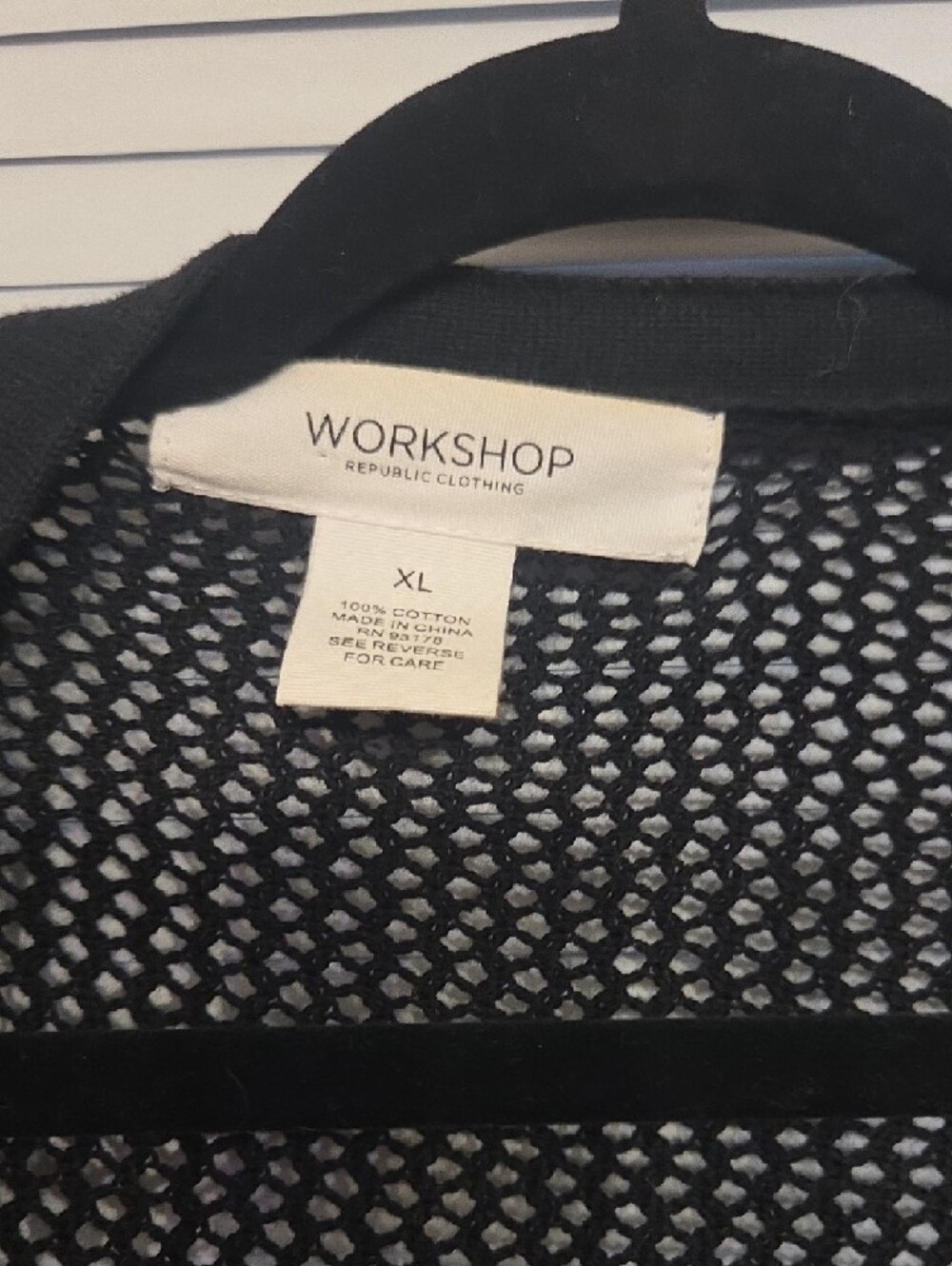 Workshop Republic Clothing Black Open-Front Mesh Knit Cardigan - Picture 2 of 5